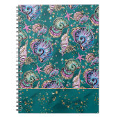 ティール（緑がかった色）水中リュックス |ゴージャスなパステルシーシェル ノートブック (正面)