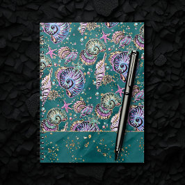 ティール（緑がかった色）水中リュックス |ゴージャスなパステルシーシェル ノートブック