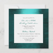 ティール(緑がかった色)水中競技トロピカルグリーンバースデーパーティー 招待状 (正面)