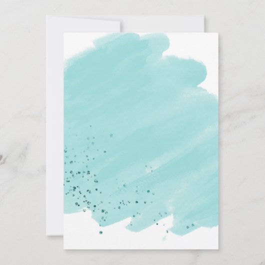 ティール(緑がかった色)水彩クリスマスパーティー 招待状 (裏面)