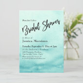 ティール（緑がかった色）水彩グラデーションブライダルシャワー 招待状 (スタンド正面)