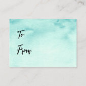 ティール（緑がかった色）水彩グラデーション表示ブライダルシャワー エンクロージャーカード (裏面)