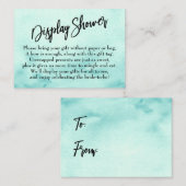 ティール（緑がかった色）水彩グラデーション表示ブライダルシャワー エンクロージャーカード (正面/裏面)