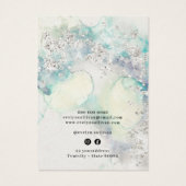 ティール(緑がかった色)水彩グリッターイヤリング表示カード (裏面)