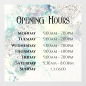 ティール(緑がかった色)水彩グリッター開館時間ウィンドウの固定 ウィンドウサイン (シート)