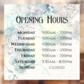 ティール(緑がかった色)水彩グリッター開館時間ウィンドウの固定 ウィンドウサイン (シート2)