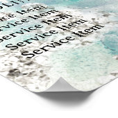 ティール（緑がかった色）水彩シルバーグリッター価格表ポスター ポスター (角)