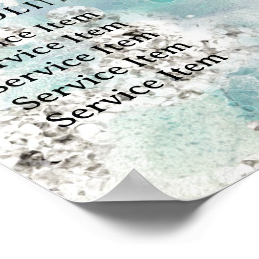 ティール（緑がかった色）水彩シルバーグリッター価格表ポスター ポスター (角)