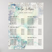 ティール（緑がかった色）水彩シルバーグリッター価格表ポスター ポスター (正面)