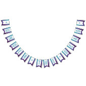 ティール(緑がかった色)水彩タイポグラフィザシーズ |紫 バンティングフラッグ (全)