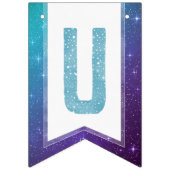 ティール(緑がかった色)水彩タイポグラフィザシーズ |紫 バンティングフラッグ (第2の旗)