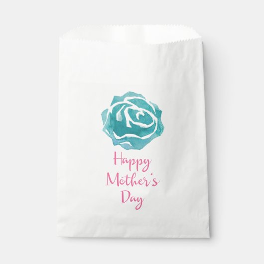 ティール(緑がかった色)水彩バラブロッサムマザーズデイ フェイバーバッグ (正面)