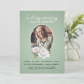 ティール（緑がかった色）水彩フローラ写真2ページ葬儀 プログラム (スタンド正面)