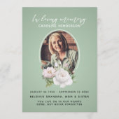 ティール（緑がかった色）水彩フローラ写真2ページ葬儀 プログラム (正面)