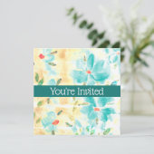 ティール（緑がかった色）水彩フローラ (スタンド正面)