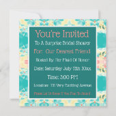 ティール（緑がかった色）水彩フローラ (裏面)