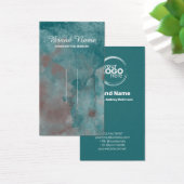 ティール(緑がかった色)水彩ヘアクリップ – ロゴ表示カード (デスク)