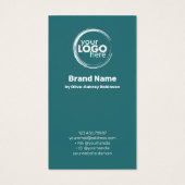 ティール(緑がかった色)水彩ヘアクリップ – ロゴ表示カード (裏面)