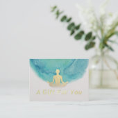 ティール（緑がかった色）水彩ヨガインストラクターギフト券 割引カード (スタンド正面)