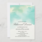 ティール(緑がかった色)水彩リハーサルディナー 招待状 (正面)