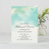 ティール(緑がかった色)水彩リハーサルディナー 招待状 (スタンド正面)