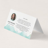 ティール(緑がかった色)水彩写真コラージュ写真家 名刺 (裏面)