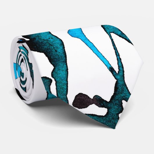 ティール(緑がかった色)水彩抽象芸術ネクタイ ネクタイ (ロール)