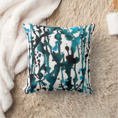 ティール（緑がかった色）水彩抽象芸術枕 クッション (ブランケット)