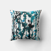 ティール（緑がかった色）水彩抽象芸術枕 クッション (裏面)