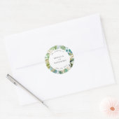 ティール（緑がかった色）水彩植物性結婚式の引き出物サンキューユナイテッド ラウンドシール (封筒)