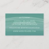 ティール（緑がかった色）水彩波スイムモダンコーチ 名刺 (裏面)