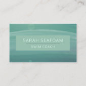 ティール（緑がかった色）水彩波スイムモダンコーチ 名刺 (正面)