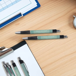 ティール（緑がかった色）水彩波モダン泳ぎコーチペン ボールペン