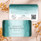 ティール(緑がかった色)水彩画エステティシャンスパ贈与証