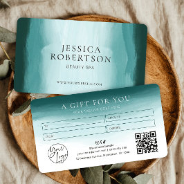 ティール（緑がかった色）水彩画エステティシャンスパ贈与証