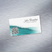 ティール(緑がかった色)水彩画カスタム面モダン マグネット名刺 (インサイチュ)