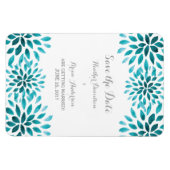 ティール(緑がかった色)水彩菊の保存日 マグネット (横)