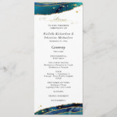 ティール(緑がかった色)水彩金ゴールドアゲート結婚ト プログラム (正面)