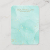 ティール(緑がかった色)水彩金ゴールドカスタムジュエリーカード 名刺 (正面)