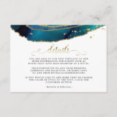 ティール（緑がかった色）水彩金ゴールド瑪瑙結婚の詳細カード エンクロージャーカード (正面)