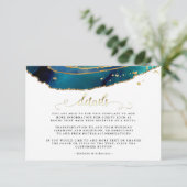 ティール（緑がかった色）水彩金ゴールド瑪瑙結婚の詳細カード エンクロージャーカード (スタンド正面)