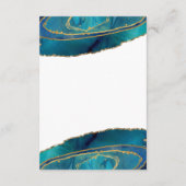 ティール（緑がかった色）水彩金ゴールド瑪瑙結婚の詳細カード エンクロージャーカード (裏面)