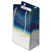 ティール（緑がかった色）水彩金ゴールド紙吹雪結婚ドット スモールペーパーバッグ (裏面アングル)