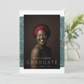 ティール（緑がかった色）水彩金モダン箔マーブルグラード 案内状 (スタンド正面)