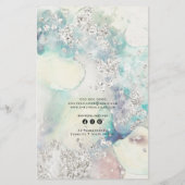 ティール（緑がかった色）水彩銀グリッター価格表表フライヤー チラシ (裏面)