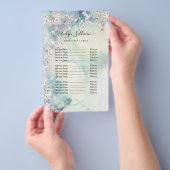 ティール（緑がかった色）水彩銀グリッター価格表表フライヤー チラシ (ハンドル)