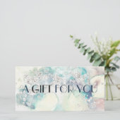 ティール（緑がかった色）水彩銀グリッター贈与証 (スタンド正面)