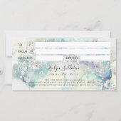 ティール（緑がかった色）水彩銀グリッター贈与証 (裏面)