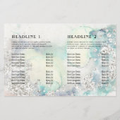 ティール（緑がかった色）水彩銀グリッター2折パンフレット (裏面)