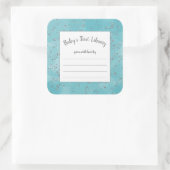 ティール(緑がかった色)水彩銀フェイク星塵蔵書票 スクエアシール (バッグ)